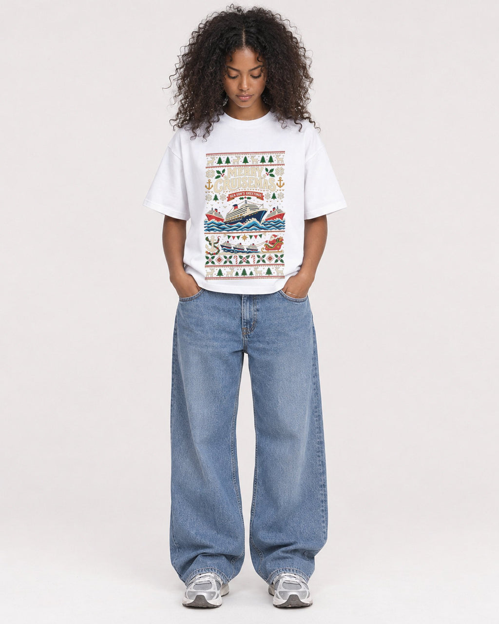 Mockup Boxy Heavyweight Tee White female full-body 05