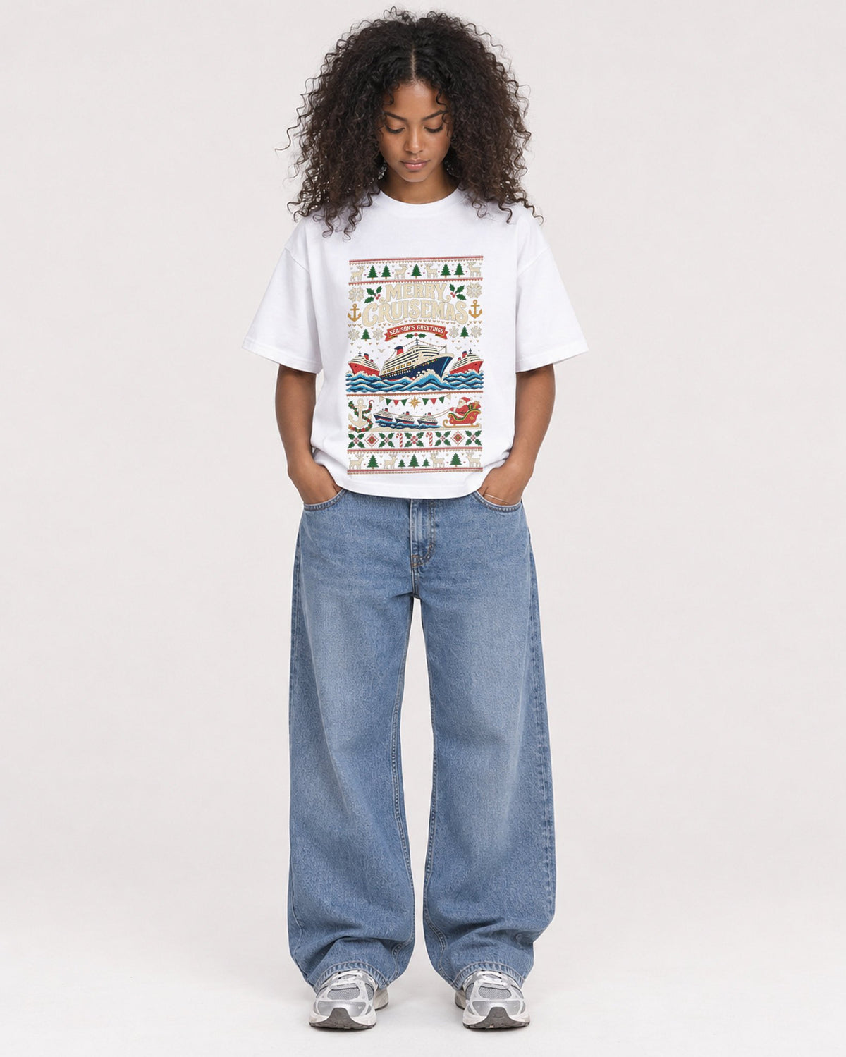 Mockup Boxy Heavyweight Tee White female full-body 05