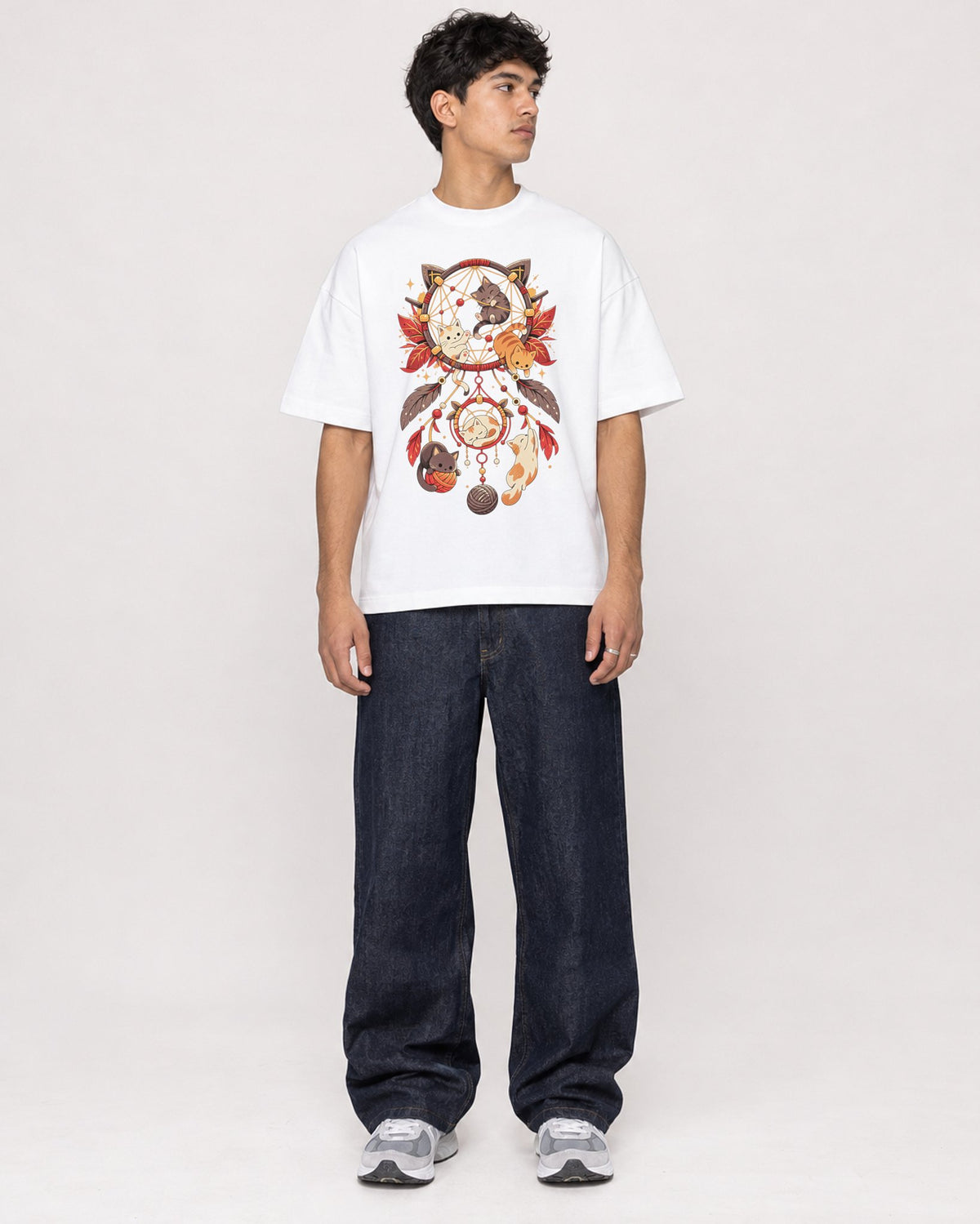 Mockup Boxy Heavyweight Tee White male full-body 46