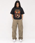 Mockup Boxy Heavyweight Tee Black female full-body 46