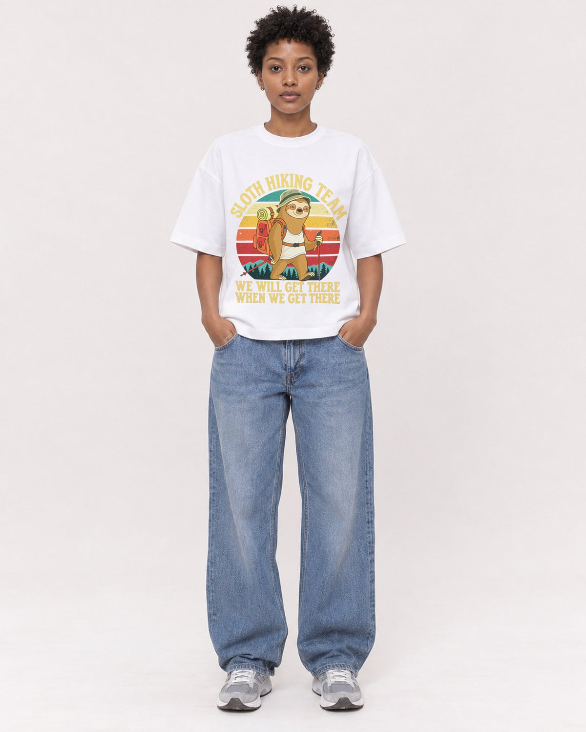 Mockup Boxy Heavyweight Tee White female full-body 35