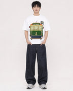 Mockup Boxy Heavyweight Tee White male full-body 01