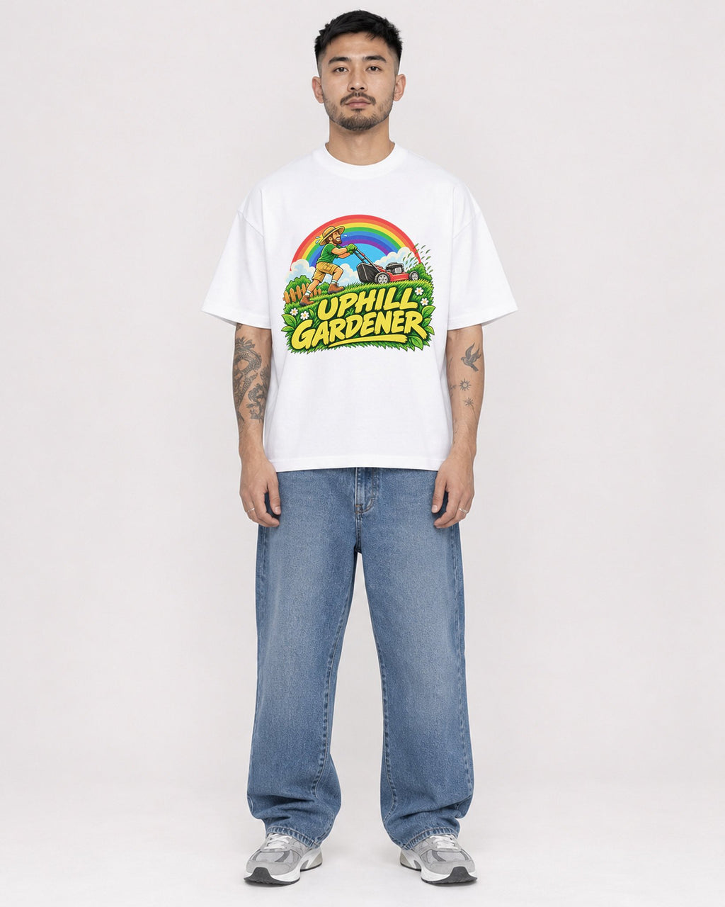Mockup Boxy Heavyweight Tee White male full-body 12