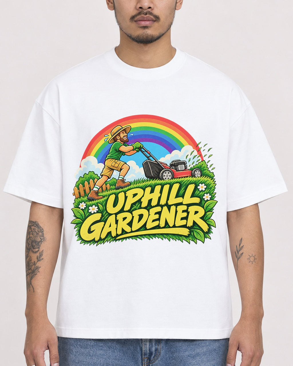 Mockup Boxy Heavyweight Tee White male close-up 12