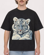 Mockup Boxy Heavyweight Tee Black male close-up 09