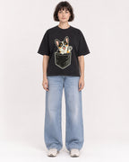 Mockup Boxy Heavyweight Tee Black female full-body 39