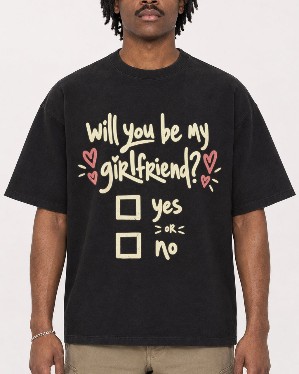 Mockup Boxy Heavyweight Tee Black male close-up 04