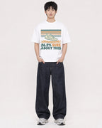 Mockup Boxy Heavyweight Tee White male full-body 01