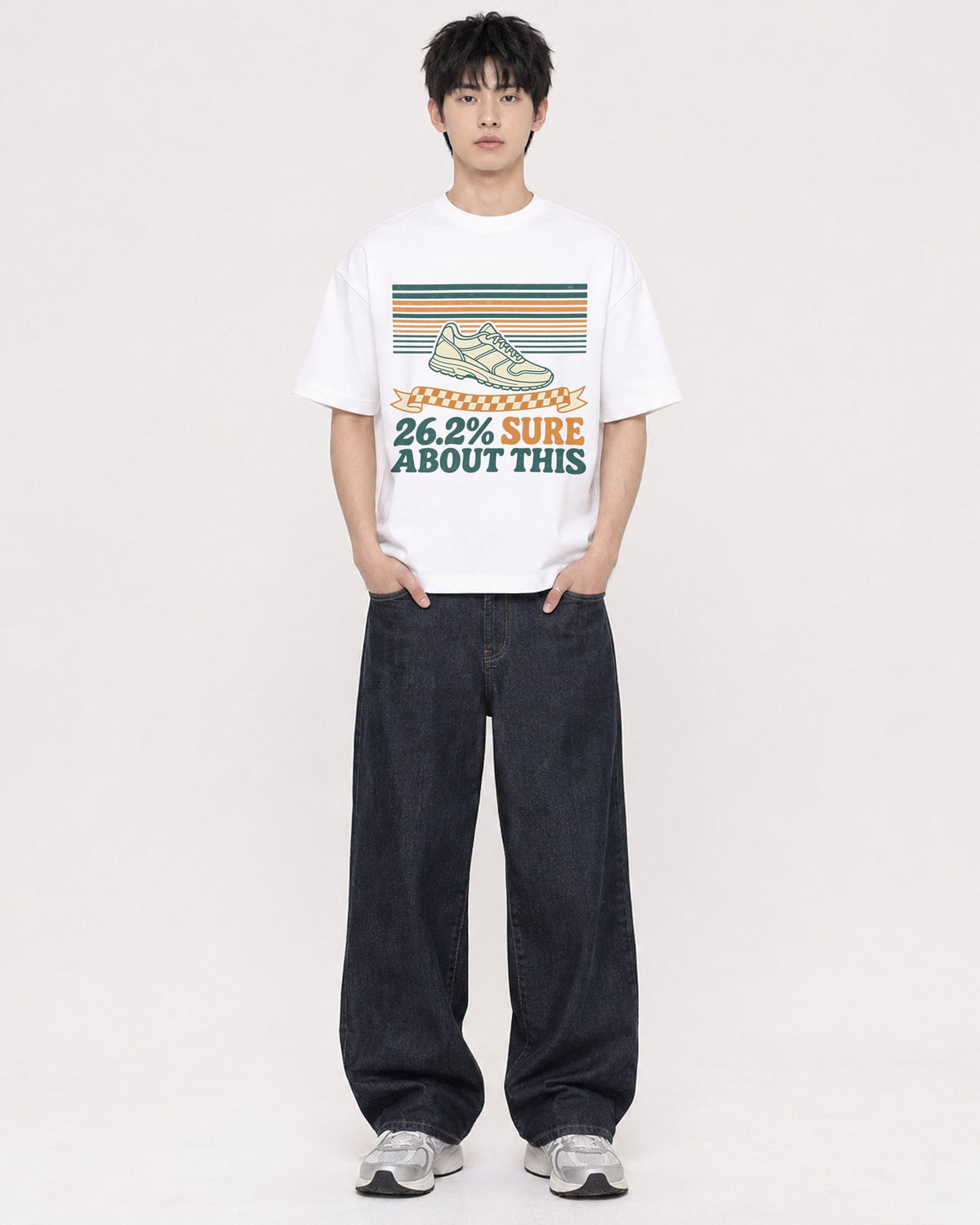 Mockup Boxy Heavyweight Tee White male full-body 01