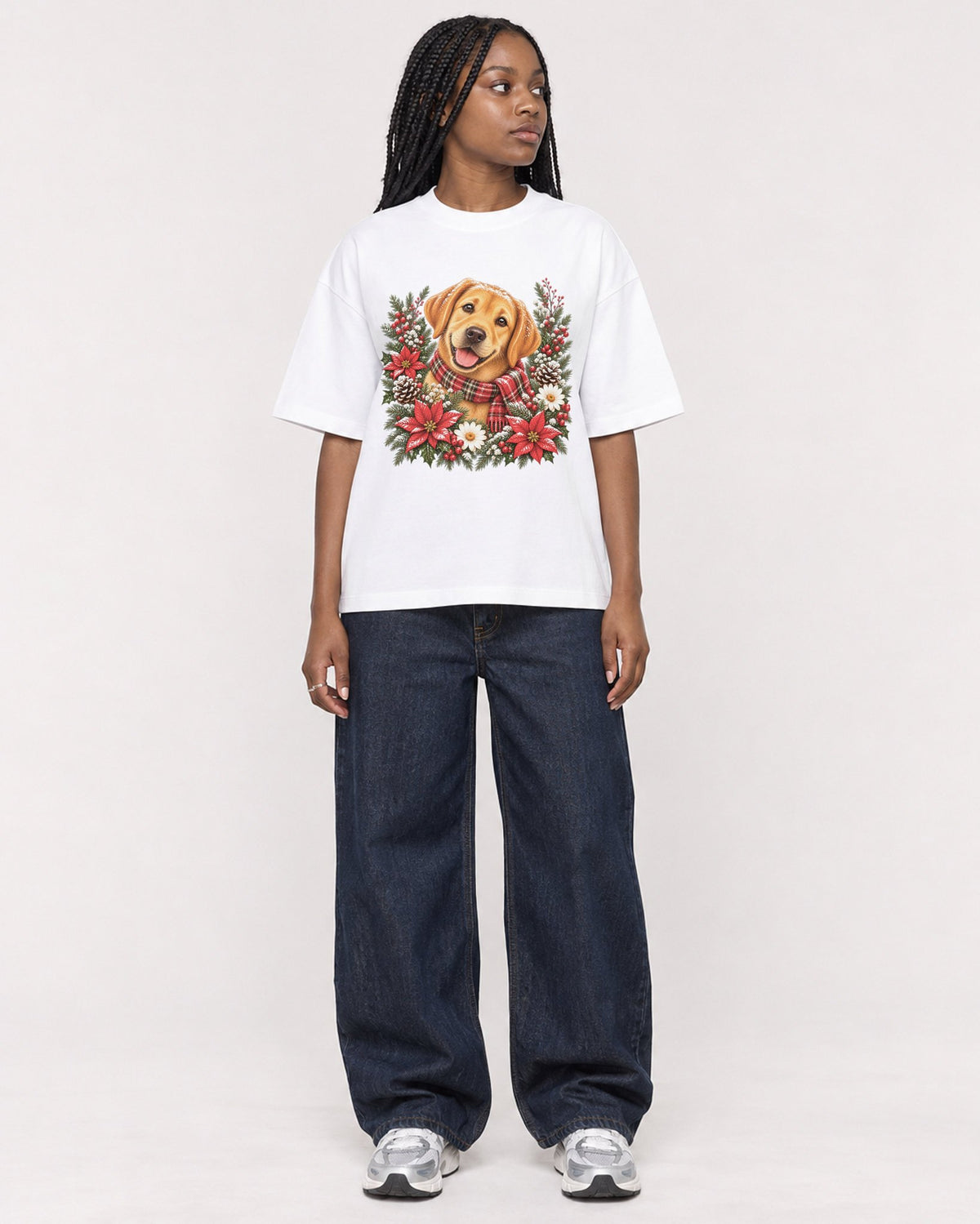 Mockup Boxy Heavyweight Tee White female full-body 04