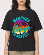 Mockup Boxy Heavyweight Tee Black female close-up 02