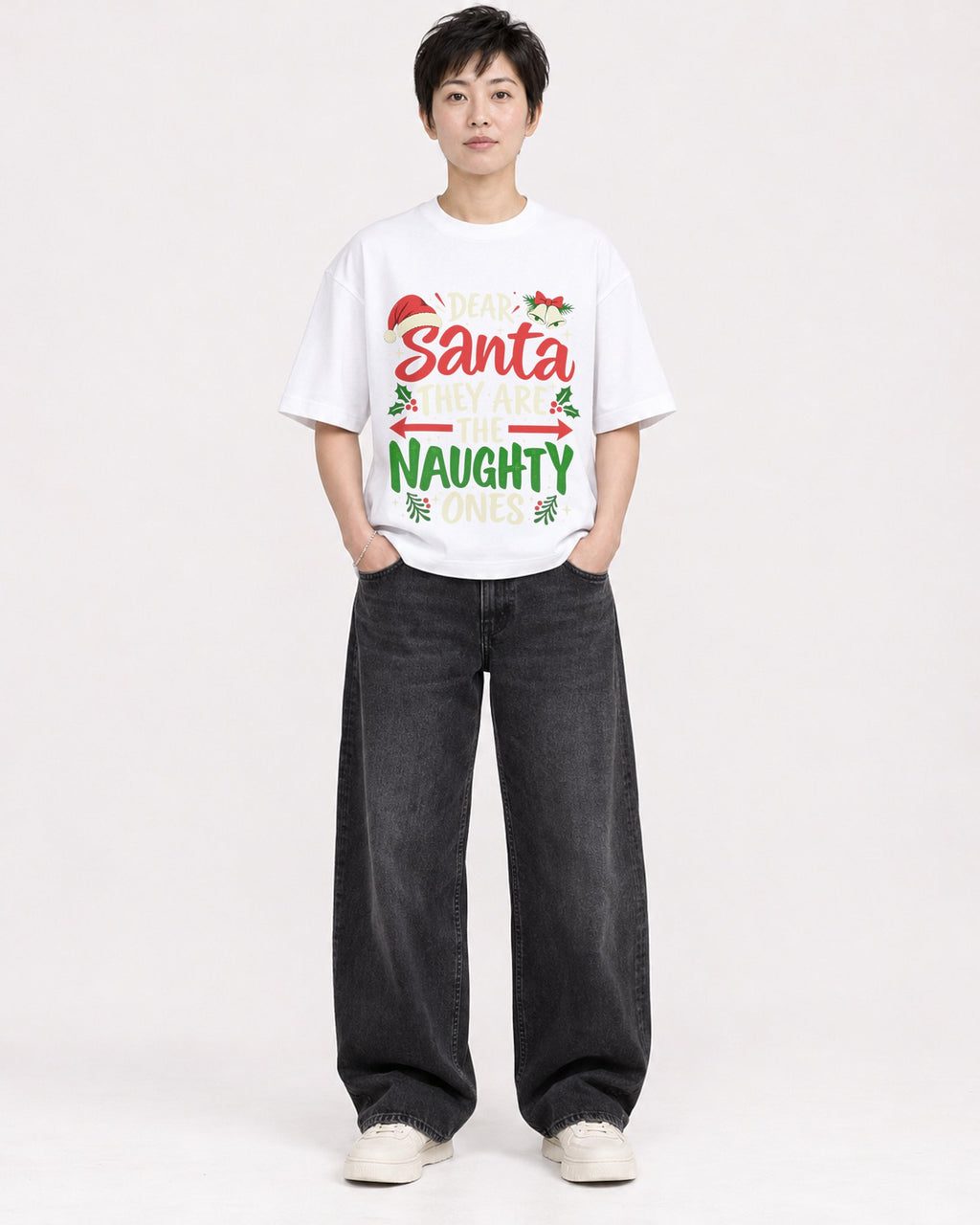 Mockup Boxy Heavyweight Tee White female full-body 23