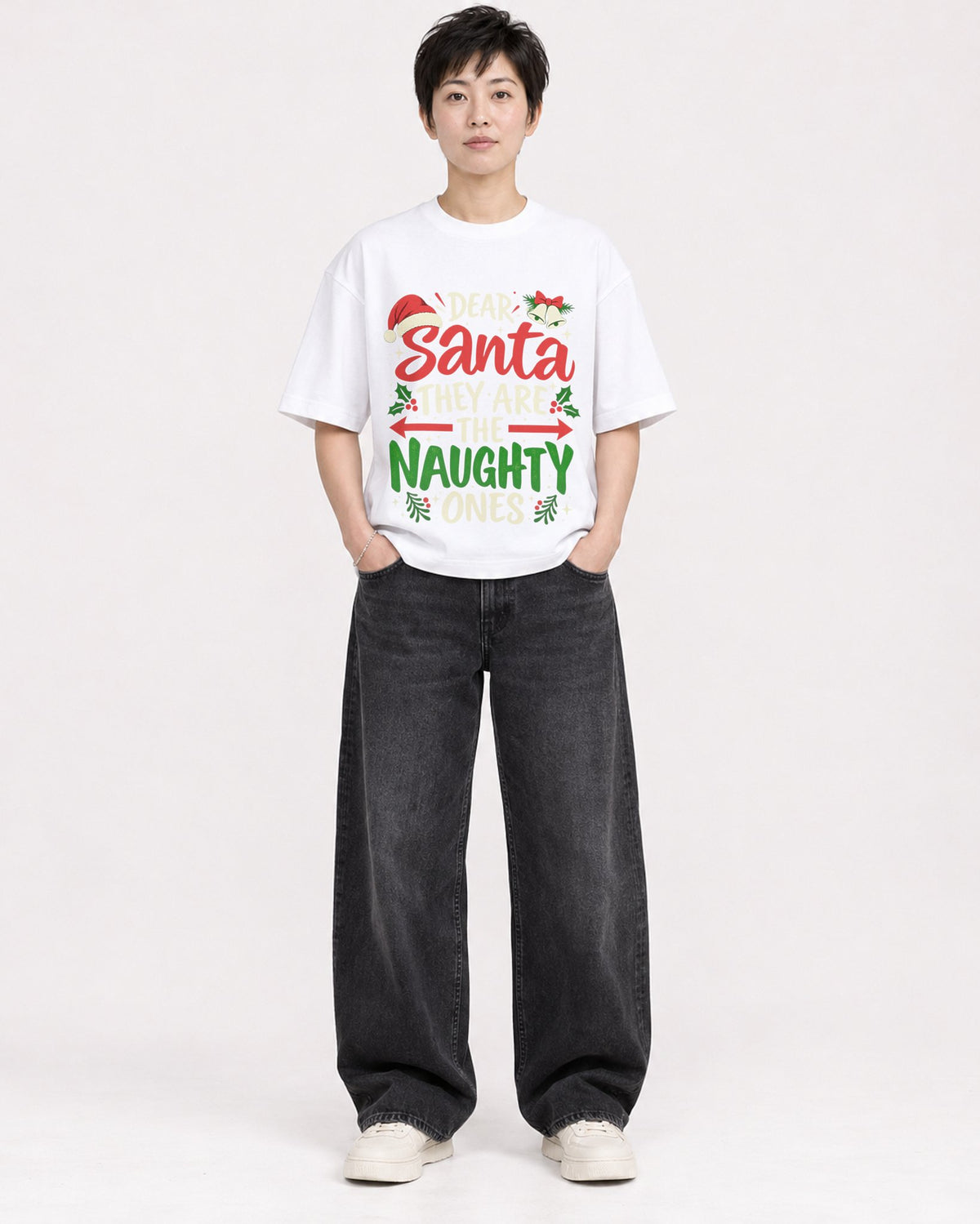 Mockup Boxy Heavyweight Tee White female full-body 23