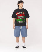 Mockup Boxy Heavyweight Tee Black male full-body 23