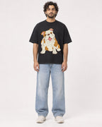 Mockup Boxy Heavyweight Tee Black male full-body 17