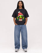 Mockup Boxy Heavyweight Tee Black female full-body 04