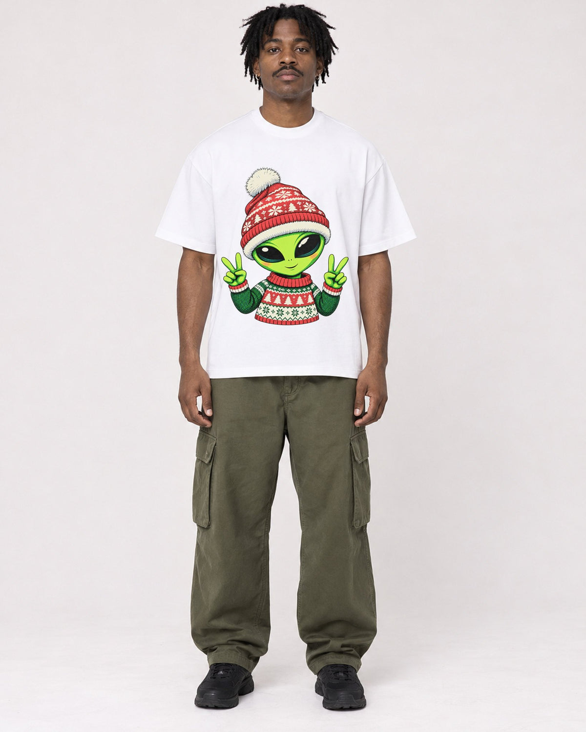 Mockup Boxy Heavyweight Tee White male full-body 04