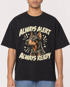 Mockup Boxy Heavyweight Tee Black male close-up 10
