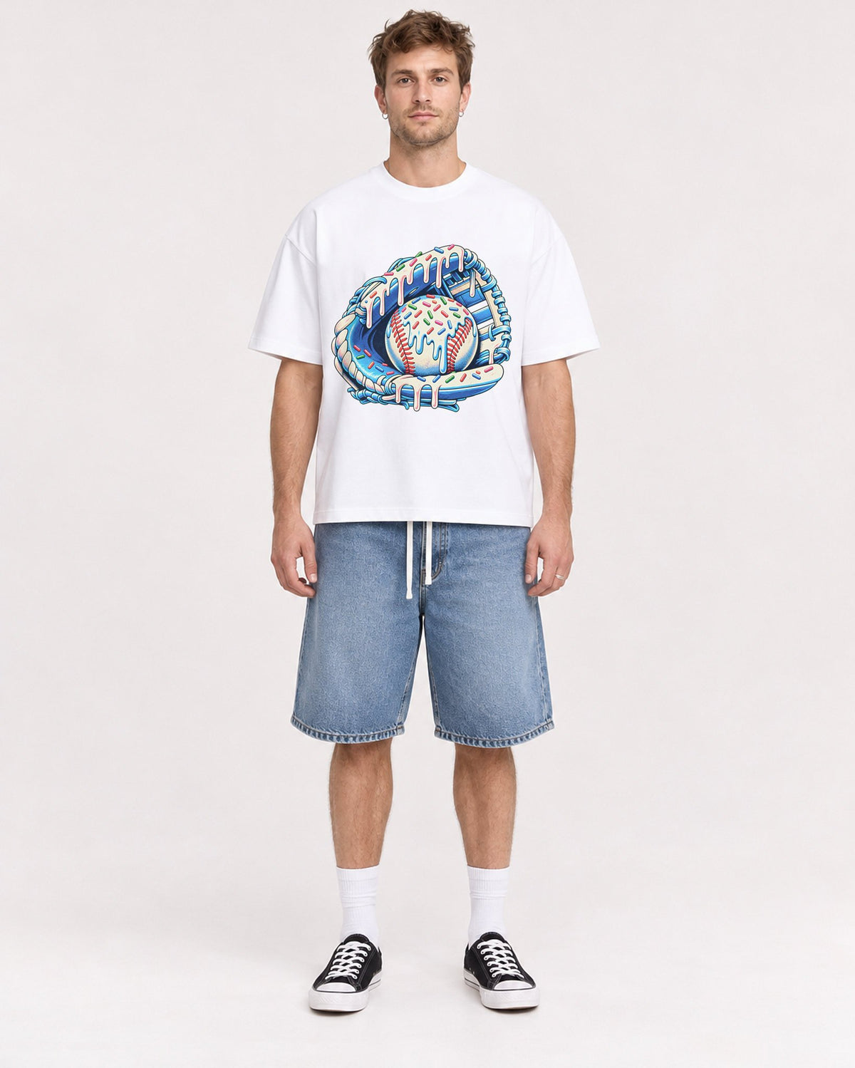 Mockup Boxy Heavyweight Tee White male full-body 08