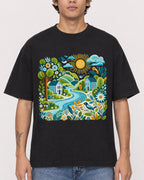 Mockup Boxy Heavyweight Tee Black male close-up 06