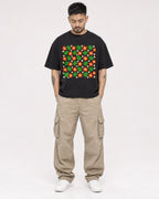 Mockup Boxy Heavyweight Tee Black male full-body 12