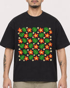 Mockup Boxy Heavyweight Tee Black male close-up 12