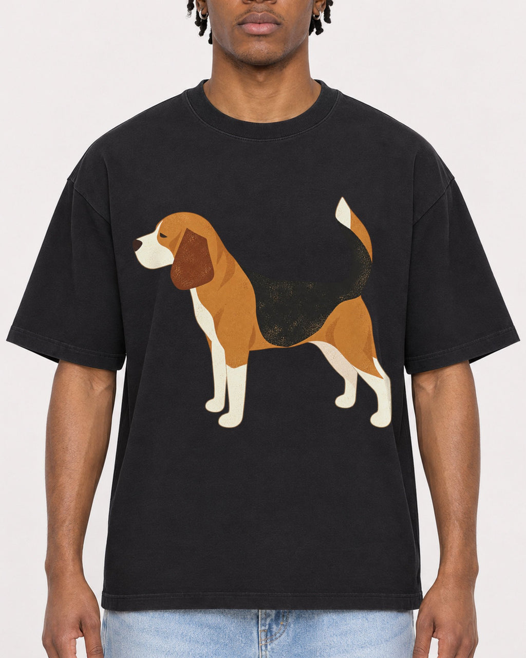 Mockup Boxy Heavyweight Tee Black male close-up 05