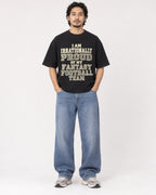 Mockup Boxy Heavyweight Tee Black male full-body 22