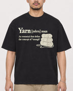 Mockup Boxy Heavyweight Tee Black male close-up 32