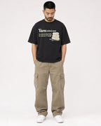 Mockup Boxy Heavyweight Tee Black male full-body 32