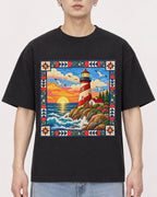 Mockup Boxy Heavyweight Tee Black male close-up 01