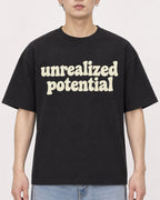 Mockup Boxy Heavyweight Tee Black male close-up 01