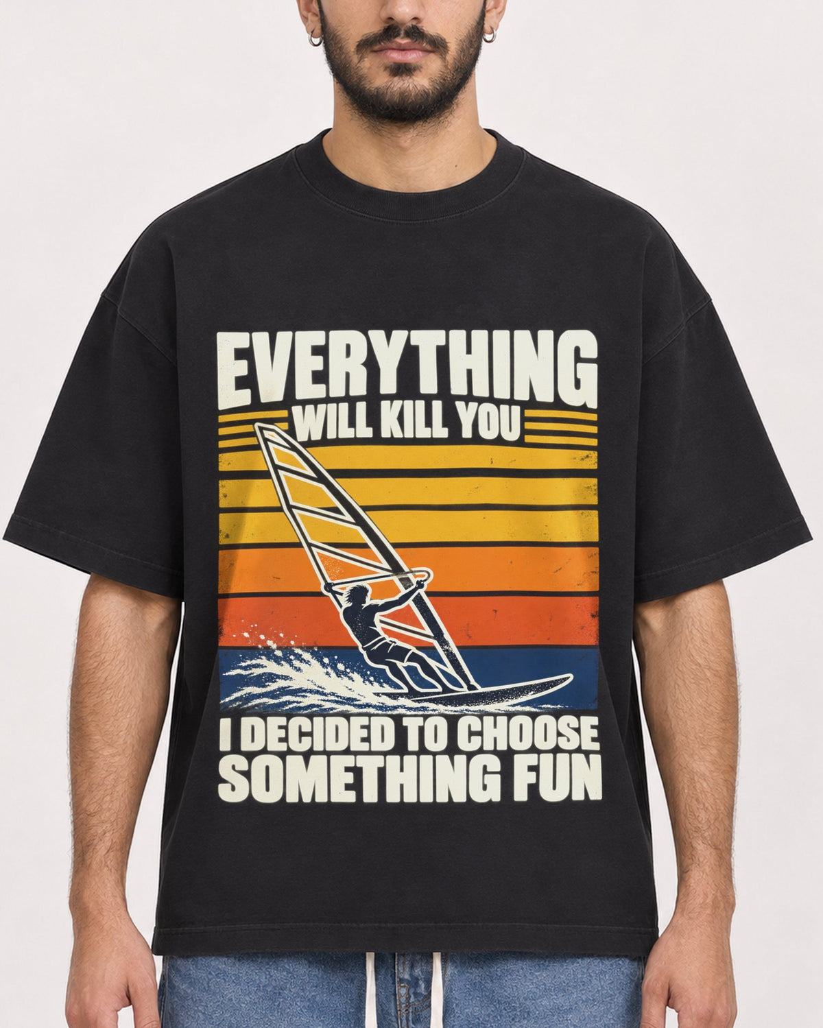 Mockup Boxy Heavyweight Tee Black male close-up 07