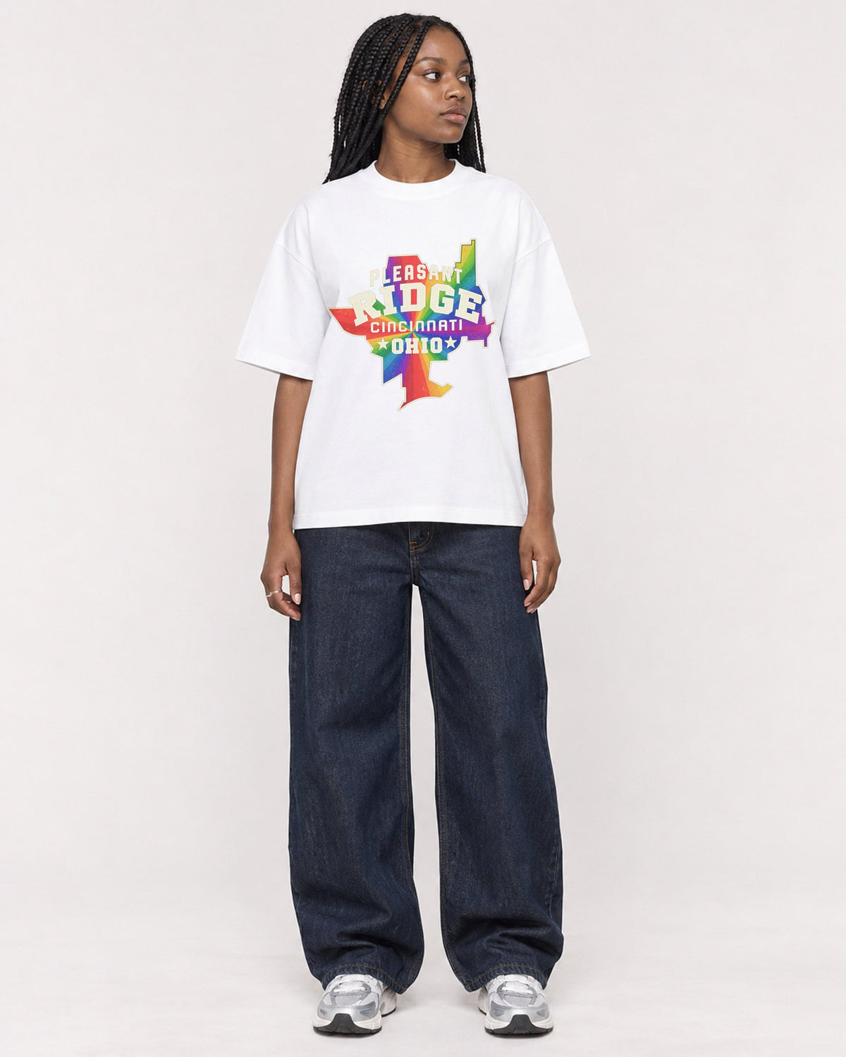 Mockup Boxy Heavyweight Tee White female full-body 04