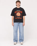 Mockup Boxy Heavyweight Tee Black male full-body 29