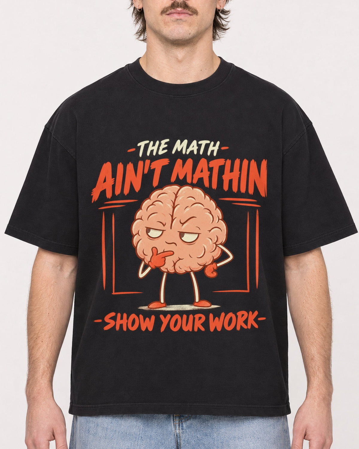 Mockup Boxy Heavyweight Tee Black male close-up 29
