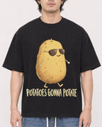 Mockup Boxy Heavyweight Tee Black male close-up 03