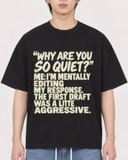 Mockup Boxy Heavyweight Tee Black male close-up 11