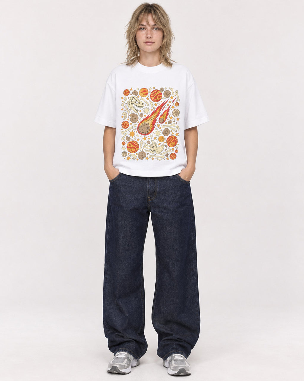 Mockup Boxy Heavyweight Tee White female full-body 19