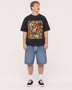 Mockup Boxy Heavyweight Tee Black male full-body 19