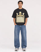 Mockup Boxy Heavyweight Tee Black male full-body 10