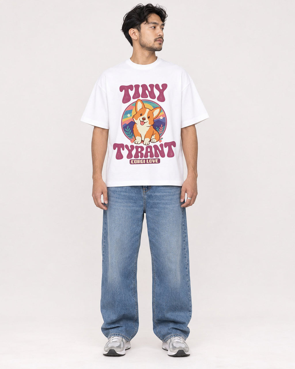 Mockup Boxy Heavyweight Tee White male full-body 02