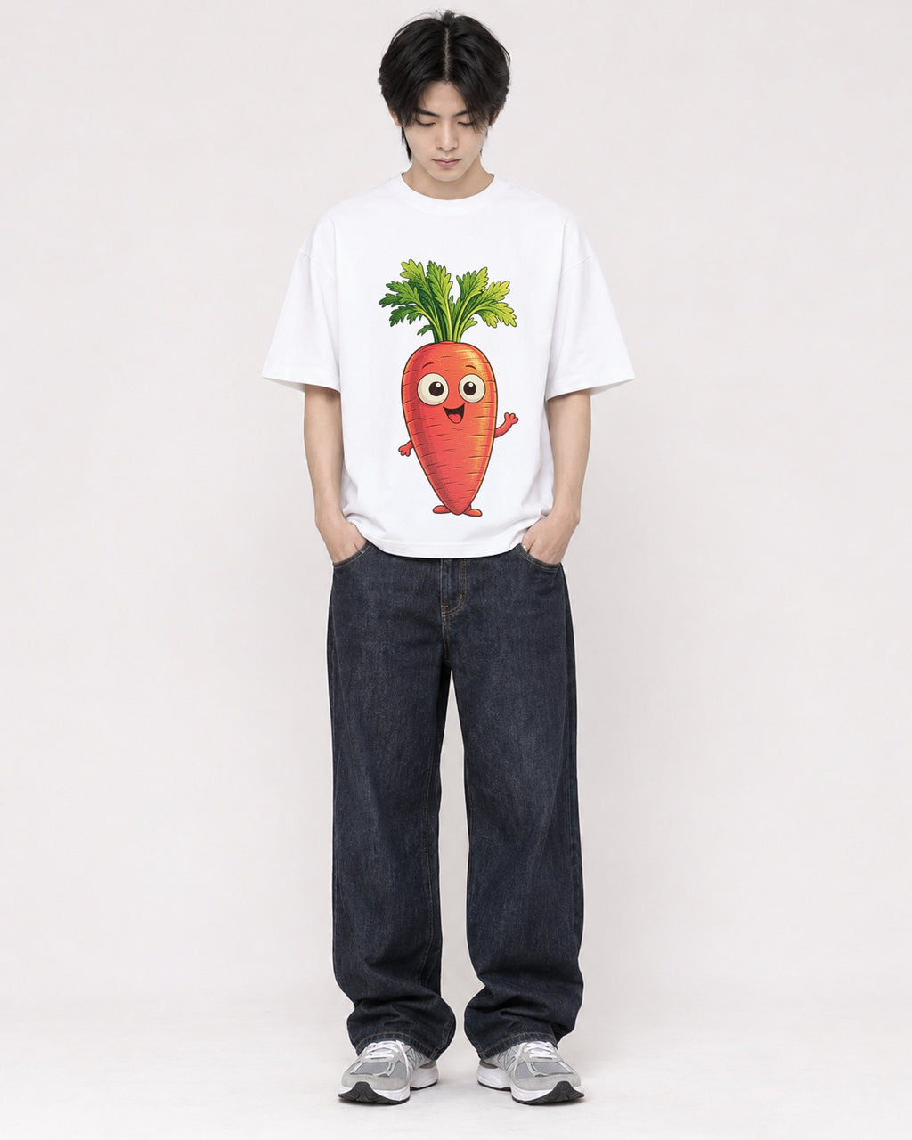 Mockup Boxy Heavyweight Tee White male full-body 11