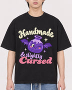Mockup Boxy Heavyweight Tee Black male close-up 11