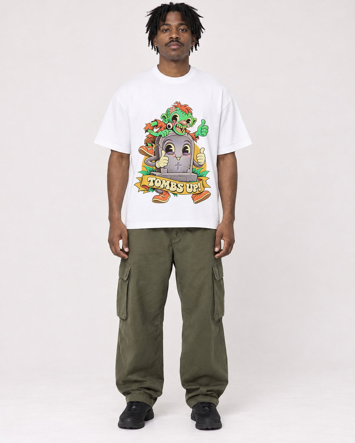 Mockup Boxy Heavyweight Tee White male full-body 04