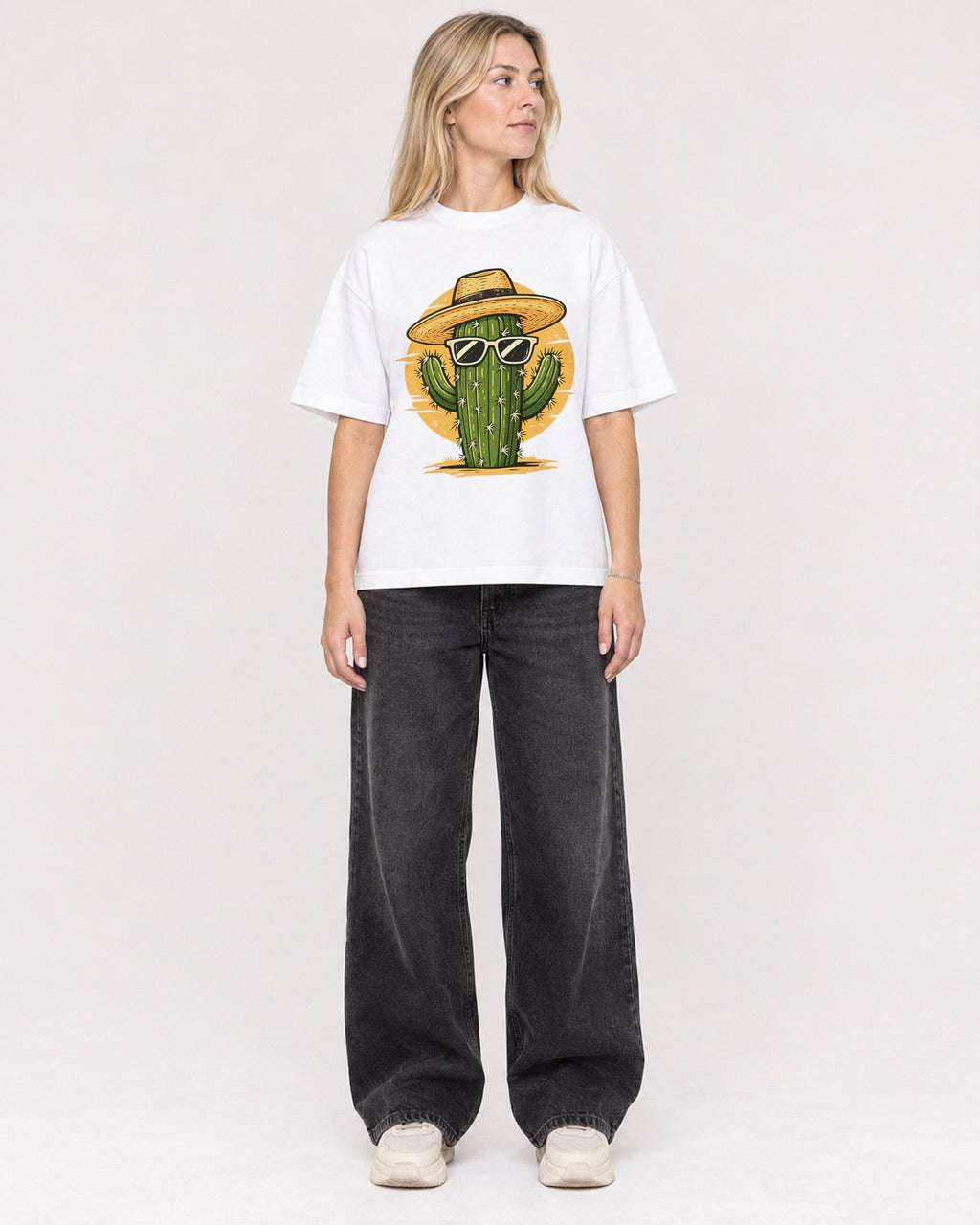 Mockup Boxy Heavyweight Tee White female full-body 08