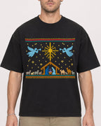 Mockup Boxy Heavyweight Tee Black male close-up 08