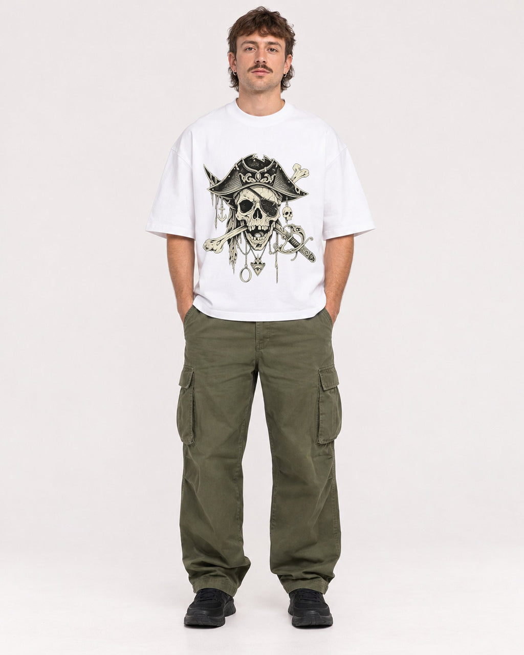 Mockup Boxy Heavyweight Tee White male full-body 29