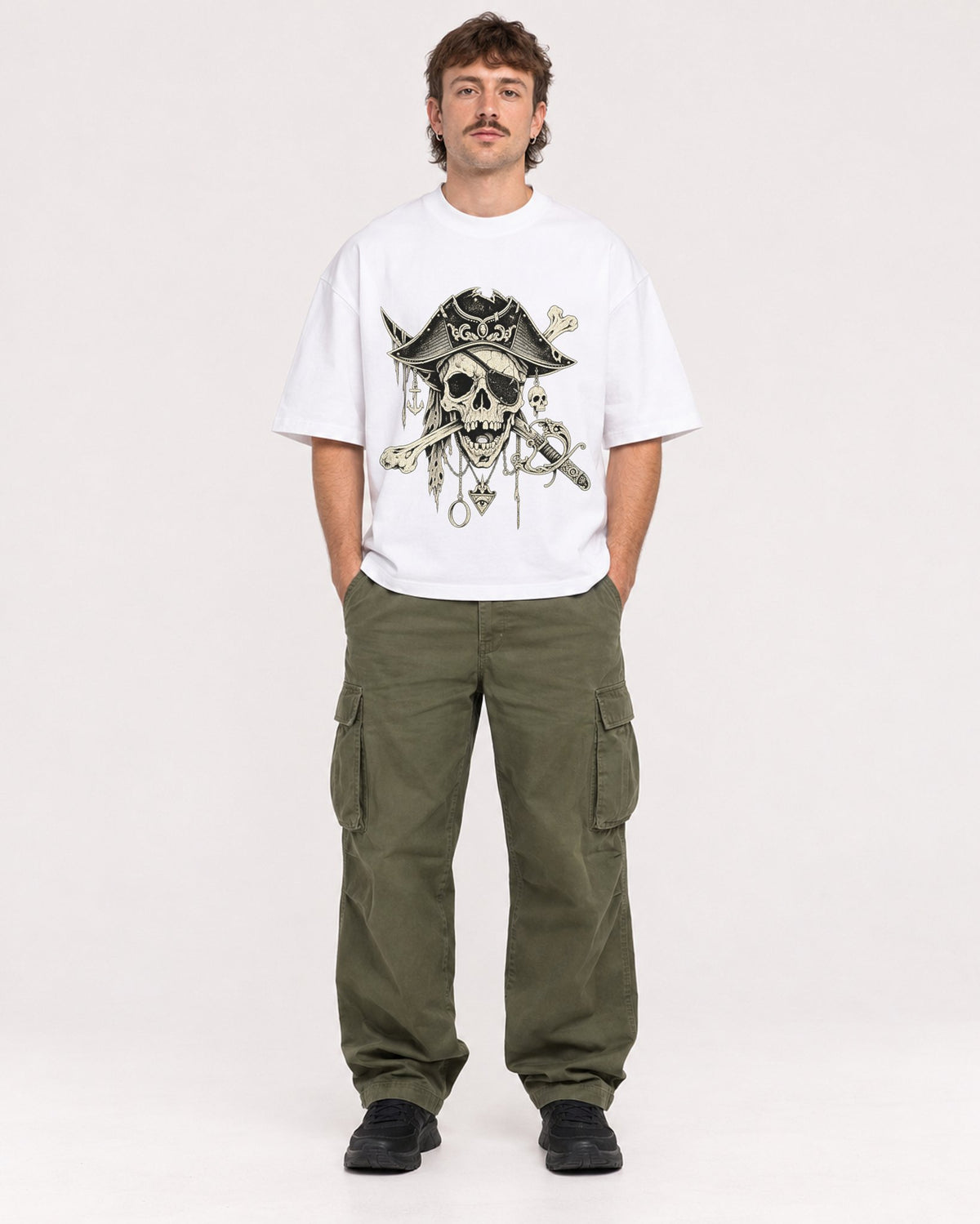 Mockup Boxy Heavyweight Tee White male full-body 29