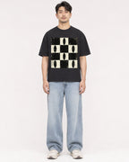Mockup Boxy Heavyweight Tee Black male full-body 13